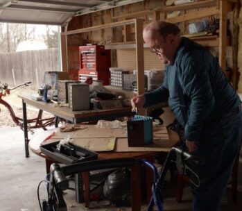 Roger working in his workshop