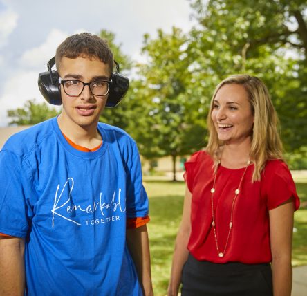 Adolescent Male with Female Staff Member