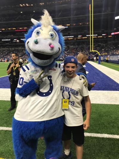 Malachi with Colts mascot