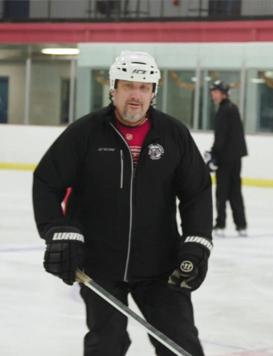 Steve on the ice hockey rink