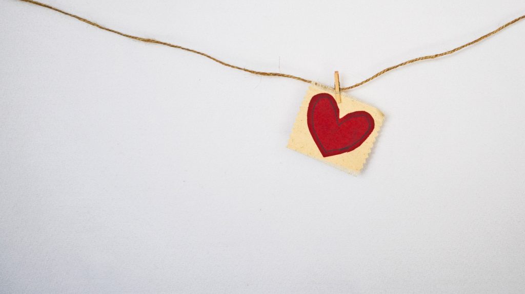 heart drawing pinned on a string