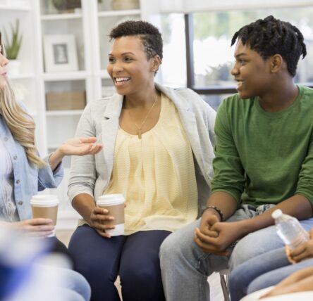 Foster care mother and son attend support group