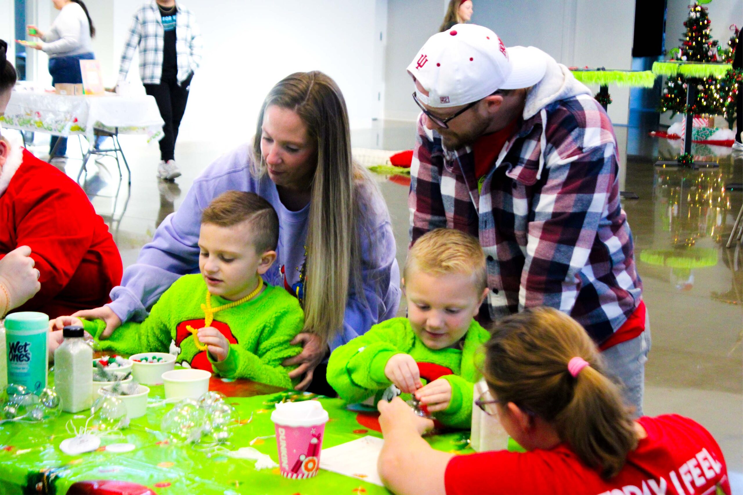 family making crafts